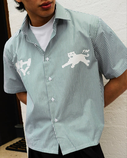 'Panther Stripe' Shirt - Deep Green