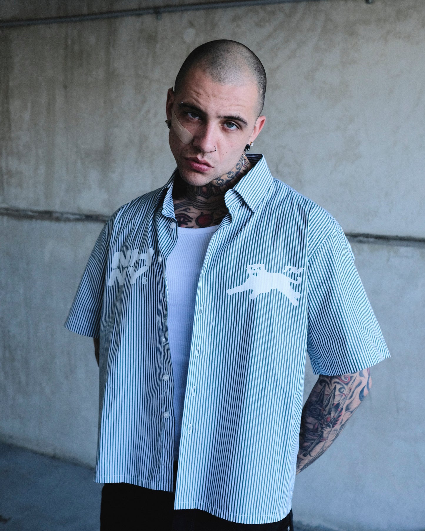 'Panther Stripe' Shirt - Deep Green